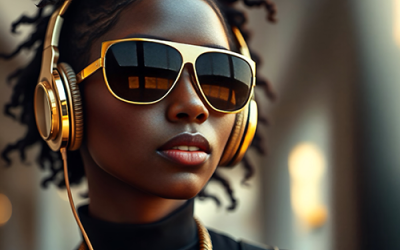 woman with headphones